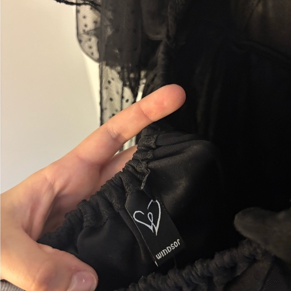 Windsor Black Polka Dot Sheer Dress - Picture 10 of 12